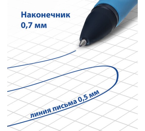 Ручка стираемая гелевая с эргономичным грипом BRAUBERG REPEAT, СИНЯЯ, +3 сменных стержня, узел 0,7 мм, линия письма 0,5 мм, 143663