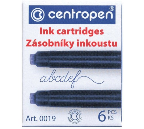 Картриджи чернильные СИНИЕ CENTROPEN, КОМПЛЕКТ 6 шт., 0019/6, 1 0019 0601 Картриджи чернильные СИНИЕ CENTROPEN, КОМПЛЕКТ 6 шт., 0019/6, 1 0019 0601