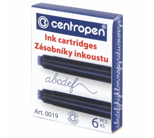 Картриджи чернильные СИНИЕ CENTROPEN, КОМПЛЕКТ 6 шт., 0019/6, 1 0019 0601 Картриджи чернильные СИНИЕ CENTROPEN, КОМПЛЕКТ 6 шт., 0019/6, 1 0019 0601