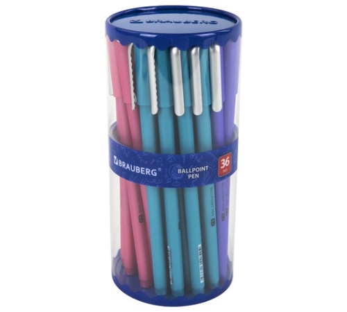 Ручка шариковая BRAUBERG SOFT TOUCH STICK "METALLIC", СИНЯЯ, мягкое покрытие, корпус ассорти, узел 0,7 мм, 143699