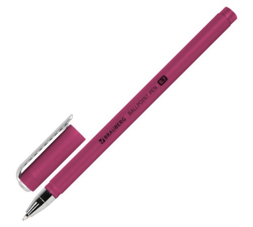 Ручка шариковая BRAUBERG SOFT TOUCH STICK "METALLIC", СИНЯЯ, мягкое покрытие, корпус ассорти, узел 0,7 мм, 143699