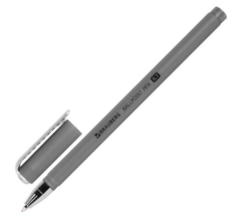 Ручка шариковая BRAUBERG SOFT TOUCH STICK "METALLIC", СИНЯЯ, мягкое покрытие, корпус ассорти, узел 0,7 мм, 143699
