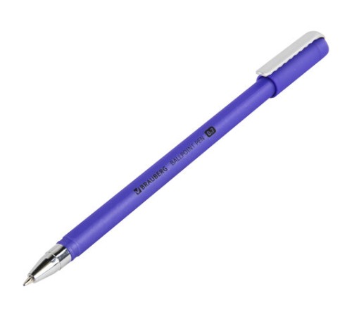 Ручка шариковая BRAUBERG SOFT TOUCH STICK "METALLIC", СИНЯЯ, мягкое покрытие, корпус ассорти, узел 0,7 мм, 143699