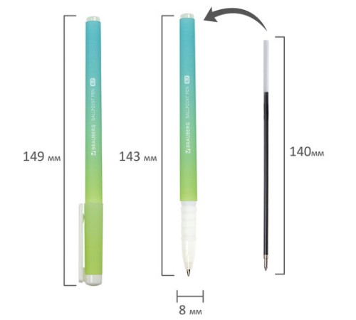 Ручка шариковая BRAUBERG SOFT TOUCH GRIP "GRADE PASTEL", СИНЯЯ, мягкое покрытие, ассорти, узел 0,7 мм, 143711 Ручка шариковая BRAUBERG SOFT TOUCH GRIP "GRADE PASTEL", СИНЯЯ, мягкое покрытие, ассорти, узел 0,7 мм, 143711