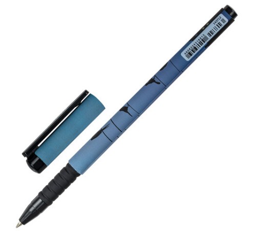 Ручка шариковая BRAUBERG SOFT TOUCH GRIP "NIGHT CITY", СИНЯЯ, мягкое покрытие, узел 0,7 мм, 143712