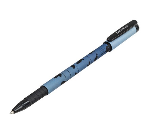 Ручка шариковая BRAUBERG SOFT TOUCH GRIP "NIGHT CITY", СИНЯЯ, мягкое покрытие, узел 0,7 мм, 143712