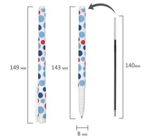 Ручка шариковая BRAUBERG SOFT TOUCH GRIP "DOTS", СИНЯЯ, мягкое покрытие, ассорти, узел 0,7 мм, 143722 Ручка шариковая BRAUBERG SOFT TOUCH GRIP "DOTS", СИНЯЯ, мягкое покрытие, ассорти, узел 0,7 мм, 143722