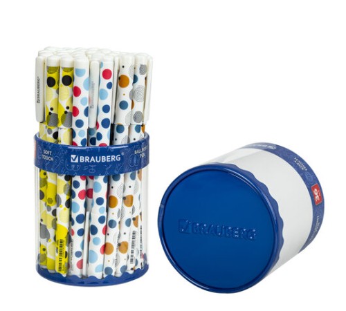 Ручка шариковая BRAUBERG SOFT TOUCH GRIP "DOTS", СИНЯЯ, мягкое покрытие, ассорти, узел 0,7 мм, 143722 Ручка шариковая BRAUBERG SOFT TOUCH GRIP "DOTS", СИНЯЯ, мягкое покрытие, ассорти, узел 0,7 мм, 143722