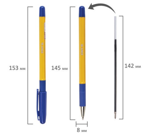 Ручка шариковая с грипом STAFF "Basic BP-14 Orange", СИНЯЯ, узел 0,7 мм, линия письма 0,35 мм, 143747 Ручка шариковая с грипом STAFF "Basic BP-14 Orange", СИНЯЯ, узел 0,7 мм, линия письма 0,35 мм, 143747