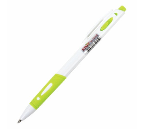 Ручка шариковая автоматическая с грипом STAFF "BP-16 White", СИНЯЯ, ассорти, линия письма 0,35 мм, 143749 Ручка шариковая автоматическая с грипом STAFF "BP-16 White", СИНЯЯ, ассорти, линия письма 0,35 мм, 143749