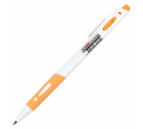 Ручка шариковая автоматическая с грипом STAFF "BP-16 White", СИНЯЯ, ассорти, линия письма 0,35 мм, 143749 Ручка шариковая автоматическая с грипом STAFF "BP-16 White", СИНЯЯ, ассорти, линия письма 0,35 мм, 143749