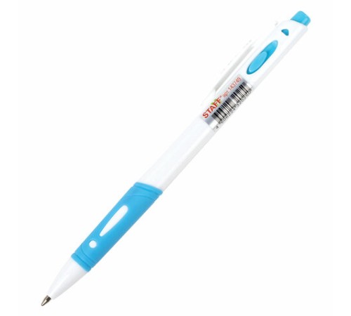 Ручка шариковая автоматическая с грипом STAFF "BP-16 White", СИНЯЯ, ассорти, линия письма 0,35 мм, 143749 Ручка шариковая автоматическая с грипом STAFF "BP-16 White", СИНЯЯ, ассорти, линия письма 0,35 мм, 143749