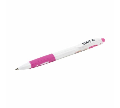 Ручка шариковая автоматическая с грипом STAFF "BP-16 White", СИНЯЯ, ассорти, линия письма 0,35 мм, 143749 Ручка шариковая автоматическая с грипом STAFF "BP-16 White", СИНЯЯ, ассорти, линия письма 0,35 мм, 143749