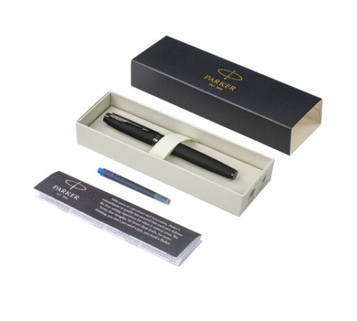 Ручка перьевая PARKER "IM Achromatic Black BT", черный матовый, нержавеющая сталь, синяя, 2127741 Ручка перьевая PARKER "IM Achromatic Black BT", черный матовый, нержавеющая сталь, синяя, 2127741