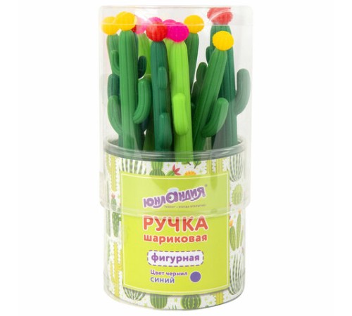 Ручка фигурная шариковая ЮНЛАНДИЯ "Кактус", мягкий силиконовый корпус, ассорти, СИНЯЯ, пишущий узел 0,7 мм, 143774 Ручка фигурная шариковая ЮНЛАНДИЯ "Кактус", мягкий силиконовый корпус, ассорти, СИНЯЯ, пишущий узел 0,7 мм, 143774