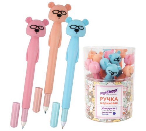 Ручка фигурная шариковая ЮНЛАНДИЯ "Мишка", мягкий силиконовый корпус, ассорти, СИНЯЯ, пишущий узел 0,7 мм, 143780 Ручка фигурная шариковая ЮНЛАНДИЯ "Мишка", мягкий силиконовый корпус, ассорти, СИНЯЯ, пишущий узел 0,7 мм, 143780