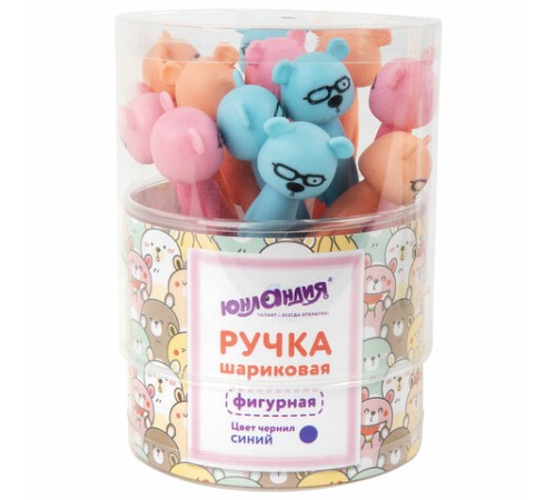 Ручка фигурная шариковая ЮНЛАНДИЯ "Мишка", мягкий силиконовый корпус, ассорти, СИНЯЯ, пишущий узел 0,7 мм, 143780 Ручка фигурная шариковая ЮНЛАНДИЯ "Мишка", мягкий силиконовый корпус, ассорти, СИНЯЯ, пишущий узел 0,7 мм, 143780