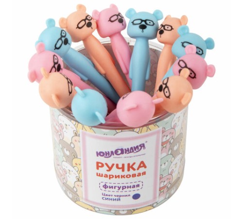 Ручка фигурная шариковая ЮНЛАНДИЯ "Мишка", мягкий силиконовый корпус, ассорти, СИНЯЯ, пишущий узел 0,7 мм, 143780 Ручка фигурная шариковая ЮНЛАНДИЯ "Мишка", мягкий силиконовый корпус, ассорти, СИНЯЯ, пишущий узел 0,7 мм, 143780
