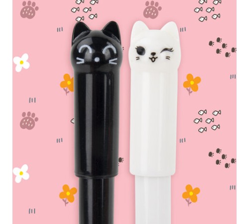 Ручка фигурная шариковая ЮНЛАНДИЯ "Котик", корпус ассорти, СИНЯЯ, пишущий узел 0,7 мм, 143787