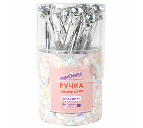 Ручка фигурная шариковая ЮНЛАНДИЯ "Кристалл", корпус ассорти, СИНЯЯ, пишущий узел 0,7 мм, 143788