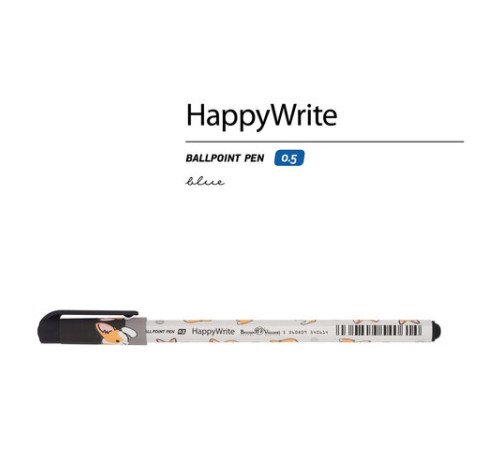 Ручка шариковая BRUNO VISCONTI HappyWrite, СИНЯЯ, "Корги", узел 0,5 мм, линия письма 0,3 мм, 20-0215/34 Ручка шариковая BRUNO VISCONTI HappyWrite, СИНЯЯ, "Корги", узел 0,5 мм, линия письма 0,3 мм, 20-0215/34