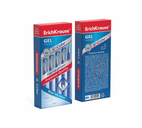 Ручка гелевая ERICH KRAUSE "G-cube", СИНЯЯ, корпус синий, игольчатый узел 0,5 мм, линия письма 0,4 мм, 46162 Ручка гелевая ERICH KRAUSE "G-cube", СИНЯЯ, корпус синий, игольчатый узел 0,5 мм, линия письма 0,4 мм, 46162