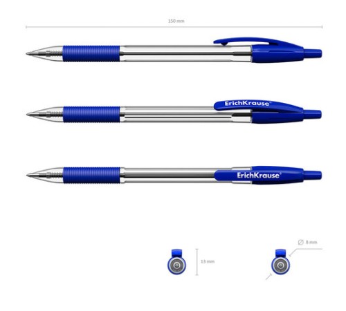 Ручка шариковая автоматическая с грипом ERICH KRAUSE "R-301 Classic", СИНЯЯ, 1,0 мм, линия письма 0,5 мм, 46758 Ручка шариковая автоматическая с грипом ERICH KRAUSE "R-301 Classic", СИНЯЯ, 1,0 мм, линия письма 0,5 мм, 46758