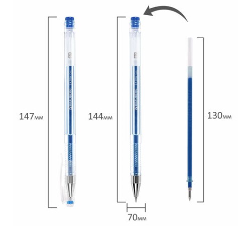 Ручки гелевые МЕТАЛЛИК BRAUBERG 