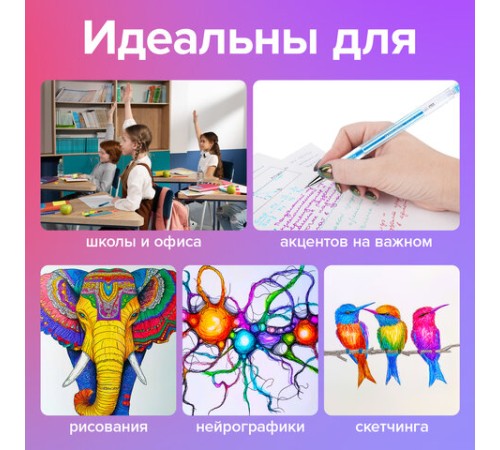 Ручки гелевые НЕОН BRAUBERG 