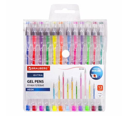Ручки гелевые НЕОН BRAUBERG 