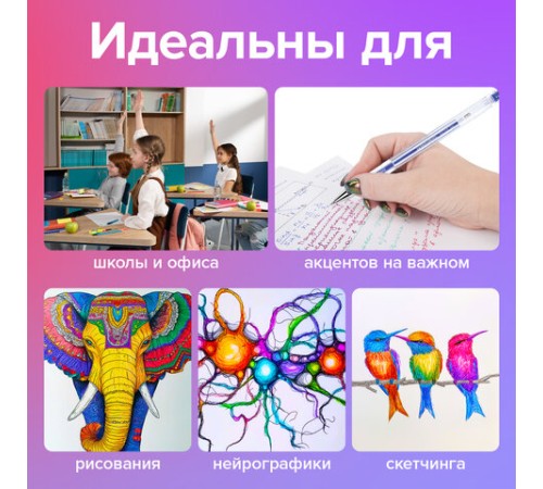 Ручки гелевые НЕОН BRAUBERG 