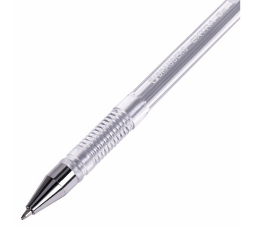 Ручка гелевая СЕРЕБРИСТАЯ BRAUBERG "EXTRA SILVER", корпус прозрачный, 0,5 мм, линия 0,35 мм, 143913 Ручка гелевая СЕРЕБРИСТАЯ BRAUBERG "EXTRA SILVER", корпус прозрачный, 0,5 мм, линия 0,35 мм, 143913