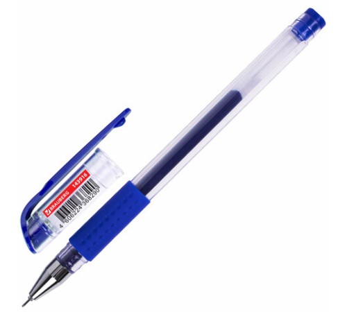 Ручка гелевая с грипом BRAUBERG "EXTRA GT NEEDLE", СИНЯЯ, игольчатый узел 0,5 мм, линия 0,35 мм, 143916