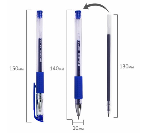 Ручка гелевая с грипом BRAUBERG "EXTRA GT NEEDLE", СИНЯЯ, игольчатый узел 0,5 мм, линия 0,35 мм, 143916