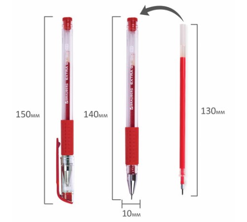 Ручка гелевая с грипом BRAUBERG "EXTRA GT NEEDLE", КРАСНАЯ, игольчатый узел 0,5 мм, линия 0,35 мм, 143921 Ручка гелевая с грипом BRAUBERG "EXTRA GT NEEDLE", КРАСНАЯ, игольчатый узел 0,5 мм, линия 0,35 мм, 143921