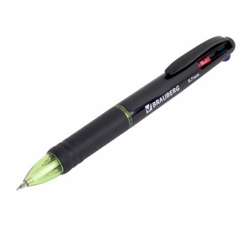 Ручка многоцветная шариковая автоматическая MULTICOLOR 4 ЦВЕТА, узел 0,7 мм, корпус ассорти, BRAUBERG, 143936