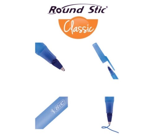 Ручка шариковая BIC "Round Stic", СИНЯЯ, корпус голубой, узел 1 мм, линия письма 0,32 мм, С ШТРИХКОДОМ, 934598