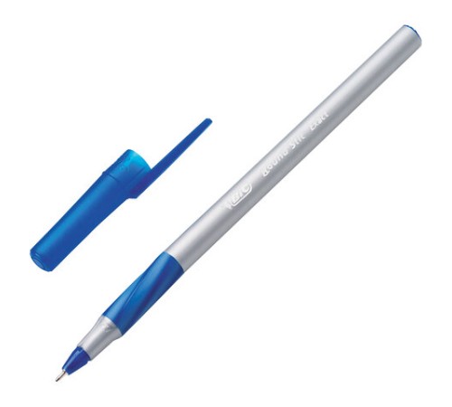 Ручки шариковые с грипом BIC "Round Stic Exact", НАБОР 4 шт., СИНИЕ, линия письма 0,28 мм, блистер, 932857