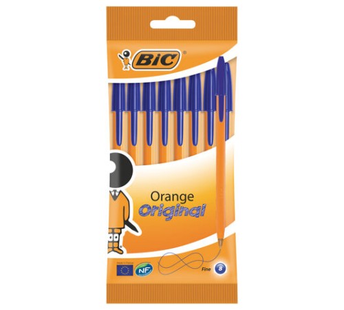 Ручки шариковые BIC "Orange Fine", НАБОР 8 шт., СИНИЕ, линия письма 0,32 мм, пакет, 919228/516351 Ручки шариковые BIC "Orange Fine", НАБОР 8 шт., СИНИЕ, линия письма 0,32 мм, пакет, 919228/516351
