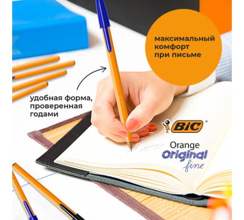 Ручки шариковые BIC "Orange Fine", НАБОР 8 шт., СИНИЕ, линия письма 0,32 мм, пакет, 919228/516351 Ручки шариковые BIC "Orange Fine", НАБОР 8 шт., СИНИЕ, линия письма 0,32 мм, пакет, 919228/516351