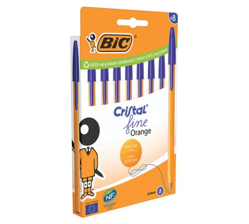 Ручки шариковые BIC "Orange Fine", НАБОР 8 шт., СИНИЕ, линия письма 0,32 мм, пакет, 919228/516351 Ручки шариковые BIC "Orange Fine", НАБОР 8 шт., СИНИЕ, линия письма 0,32 мм, пакет, 919228/516351