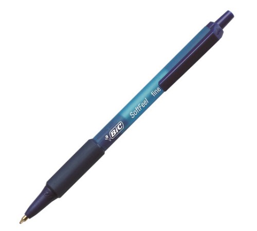 Ручки шариковые автоматические с грипом BIC "Soft Feel Fine", НАБОР 3 шт., линия письма 0,8 мм, блистер, 893221