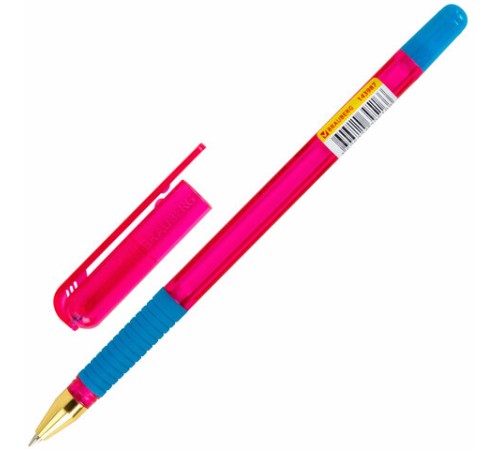 Ручка шариковая с грипом BRAUBERG "X-ONE NEON", СИНЯЯ, корпус ассорти, узел 0,5 мм, линия письма 0,35 мм, 143987 Ручка шариковая с грипом BRAUBERG "X-ONE NEON", СИНЯЯ, корпус ассорти, узел 0,5 мм, линия письма 0,35 мм, 143987