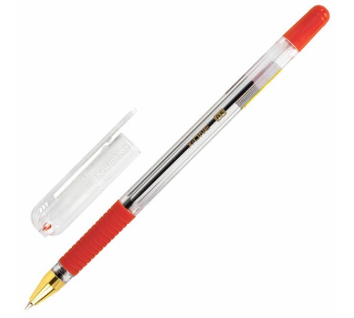Ручка шариковая с грипом BRAUBERG "X-ONE", КРАСНАЯ, корпус прозрачный, узел 0,5 мм, линия письма 0,35 мм, 143989 Ручка шариковая с грипом BRAUBERG "X-ONE", КРАСНАЯ, корпус прозрачный, узел 0,5 мм, линия письма 0,35 мм, 143989