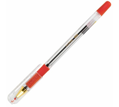 Ручка шариковая с грипом BRAUBERG "X-ONE", КРАСНАЯ, корпус прозрачный, узел 0,5 мм, линия письма 0,35 мм, 143989 Ручка шариковая с грипом BRAUBERG "X-ONE", КРАСНАЯ, корпус прозрачный, узел 0,5 мм, линия письма 0,35 мм, 143989