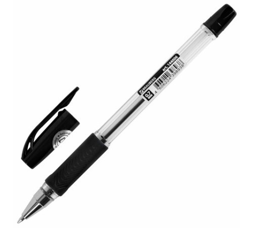 Ручка шариковая BRAUBERG "BP-GT", ЧЕРНАЯ, корпус прозрачный, евронаконечник 0,7 мм, линия письма 0,35 мм, 144006