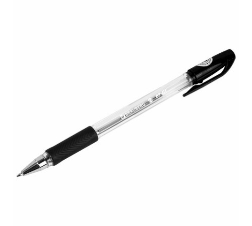 Ручка шариковая BRAUBERG "BP-GT", ЧЕРНАЯ, корпус прозрачный, евронаконечник 0,7 мм, линия письма 0,35 мм, 144006