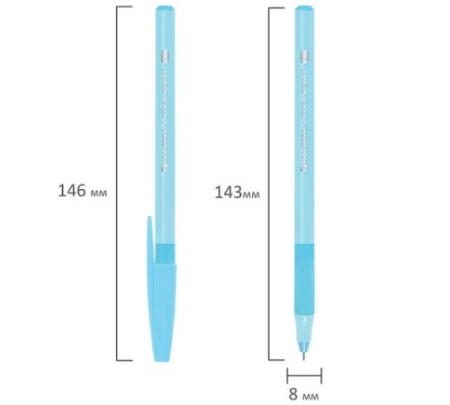 Ручка шариковая с грипом BRAUBERG "i-STICK POINT PASTEL", СИНЯЯ, корпус ассорти, игольчатый узел 0,7 мм, линия письма 0,35 мм, 144023