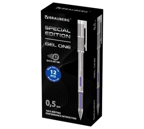 Ручка гелевая BRAUBERG "GEL ONE", СИНЯЯ, стандартный узел 0,5 мм, линия письма 0,35 мм, 144036 Ручка гелевая BRAUBERG "GEL ONE", СИНЯЯ, стандартный узел 0,5 мм, линия письма 0,35 мм, 144036