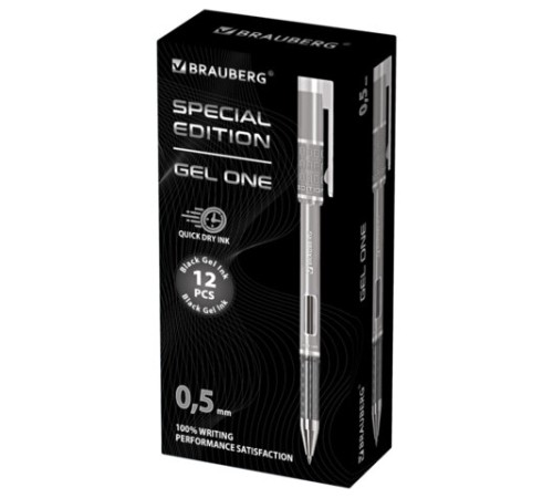 Ручка гелевая BRAUBERG "GEL ONE", ЧЕРНАЯ, стандартный узел 0,5 мм, линия письма 0,35 мм, 144037 Ручка гелевая BRAUBERG "GEL ONE", ЧЕРНАЯ, стандартный узел 0,5 мм, линия письма 0,35 мм, 144037